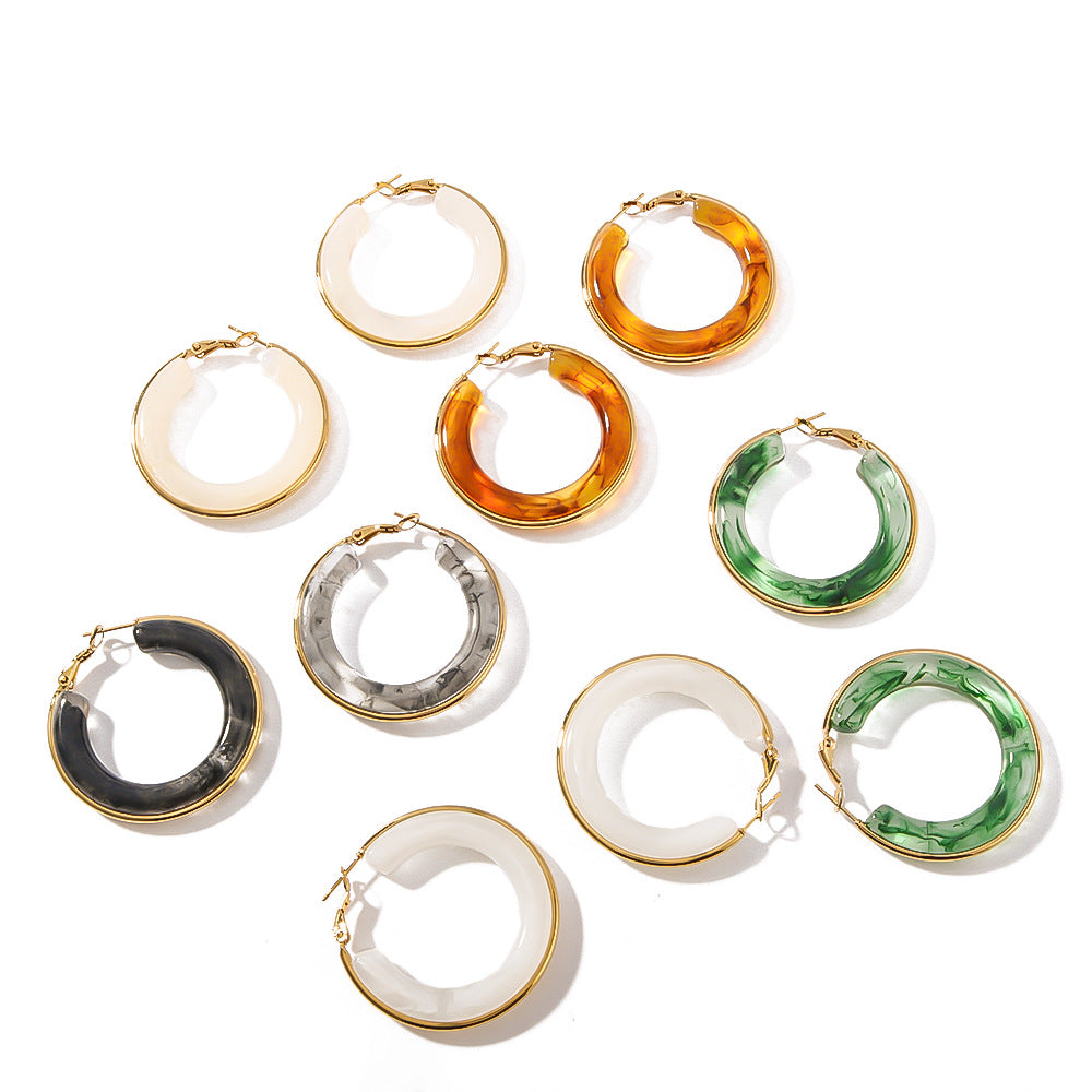 Minimalist Geometric Stainless Steel Ear Cuffs with 18K Gold Plating and Hollow Circle Design for Women
