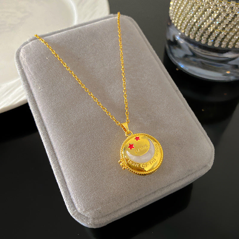 Vintage Drip Oil Floral Heart Oval Pendant Gold Plated Brass Necklace for Women