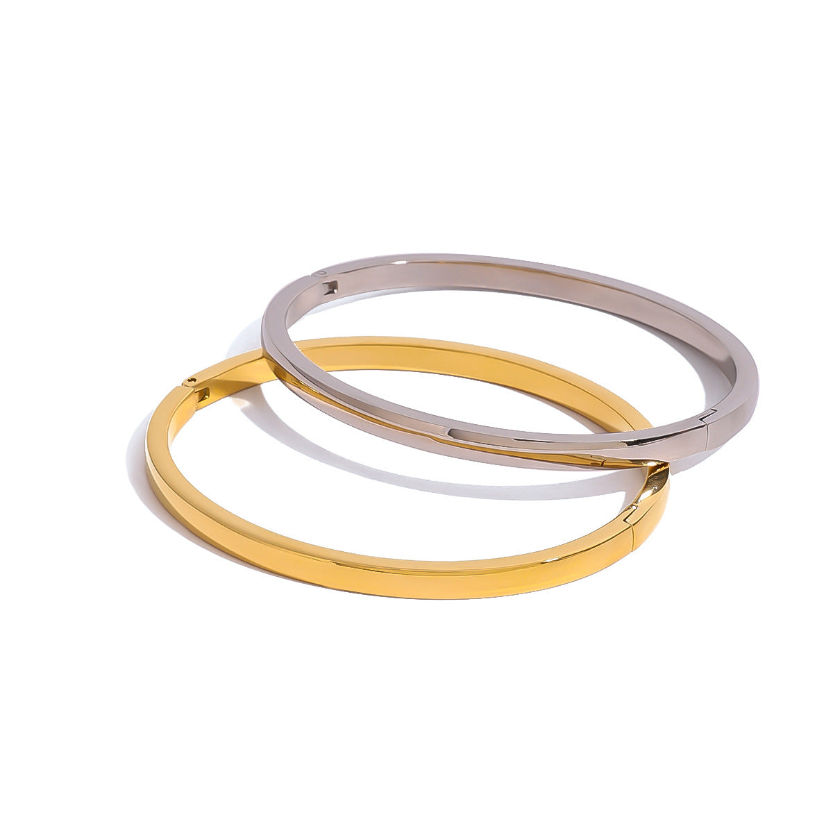 Braccialetto Minimalista Geometrico Quadrato in Acciaio Inossidabile con Finitura Lucida e Chiusura a Levetta