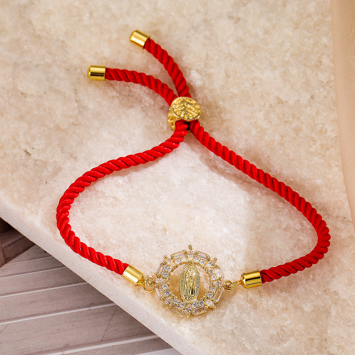 Bracciale con Coulisse da Donna Minimalista Geometria Micro-Incastonata in Zirconia Cubica e Rame Placcato Oro 18K