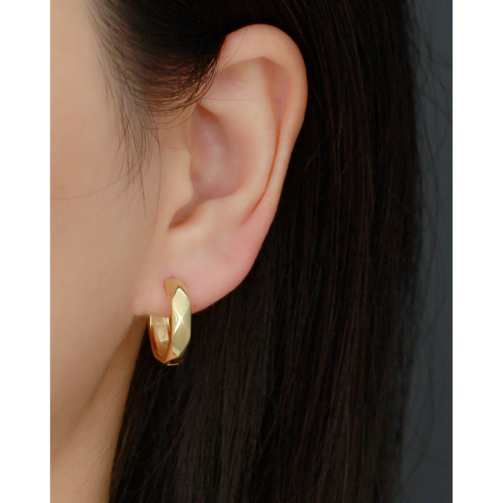 Orecchini a polsino a forma geometrica in Argento Sterling S925, placcati, per un look unisex alla moda e per tutti i giorni
