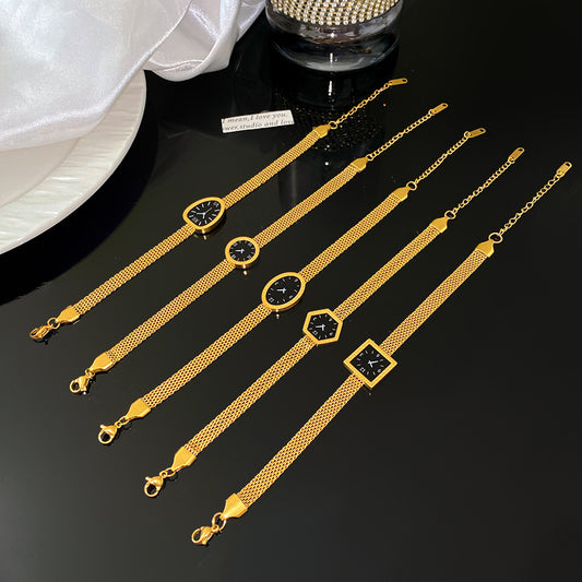 Minimalist Gold Plated Titanium Steel Round Dial Necklace Geometric Line Design