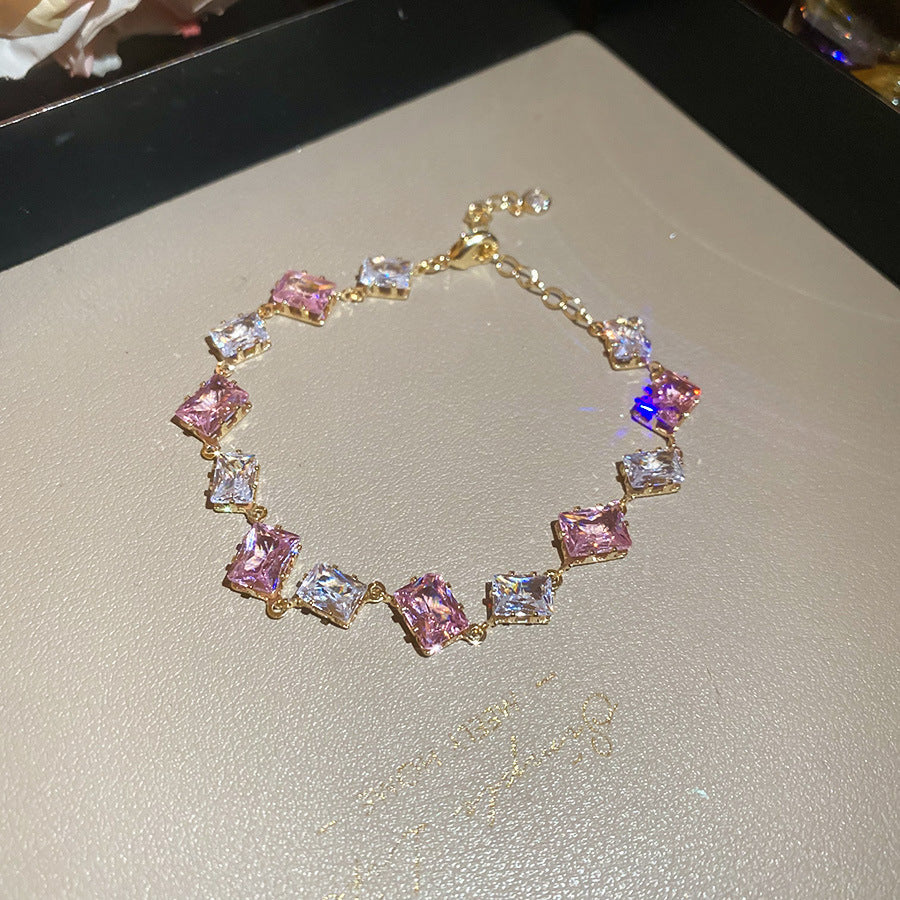 Luxury Elegant Geometric Alloy Plated Bracelet with Cubic Zirconia for Women