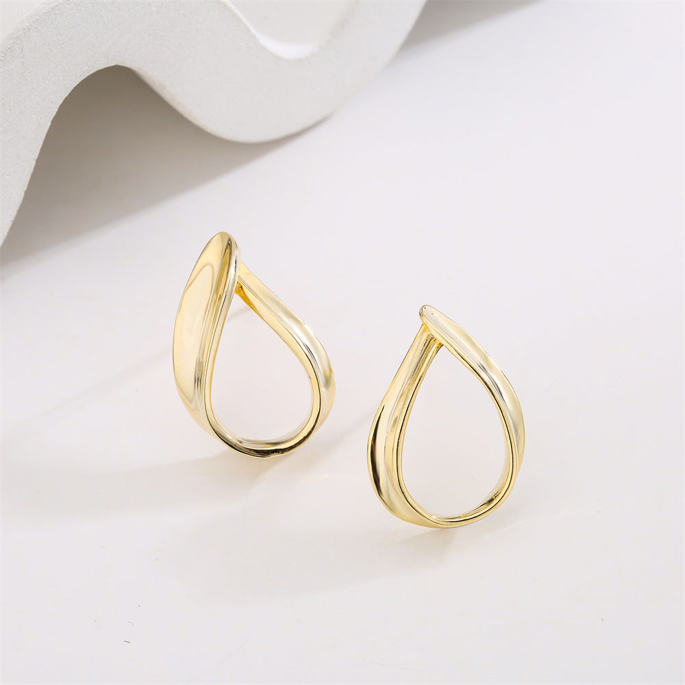 Minimalist Geometric Drop Earrings in Copper with 925 Sterling Silver Posts for Women