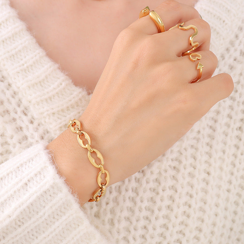 Set di collane a strati geometriche minimaliste in acciaio al titanio con placcatura in oro 18 carati da donna