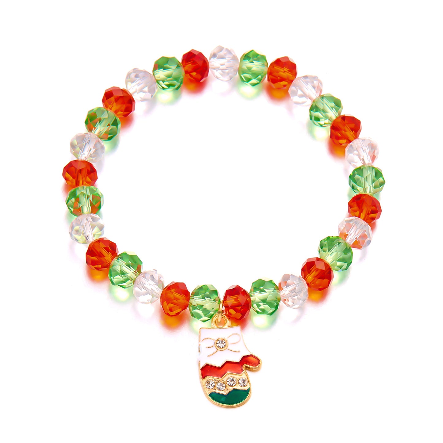 Handmade Christmas Bracelet with Alloy Beads and Crystal Accents Featuring Cartoon Character Design for Women