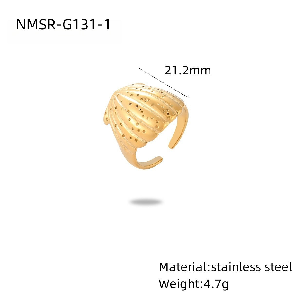 Anello da donna in acciaio inossidabile a forma di stella marina e conchiglia, con finitura galvanica