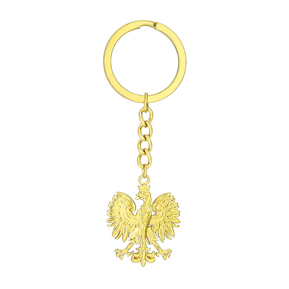 Portachiavi con pendente vintage aquila polacca etnica in acciaio al titanio accessorio unisex