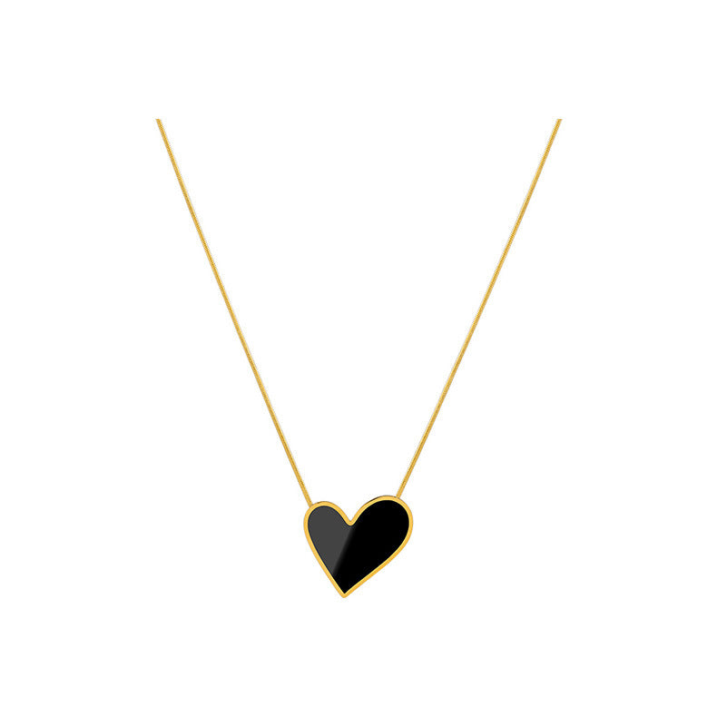 Minimalist Large Heart Pendant Necklace in Titanium Steel with 18K Gold Plating for Women and Men