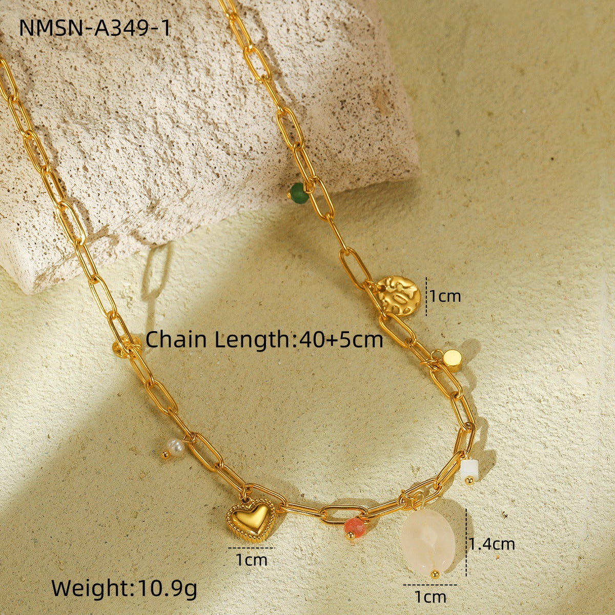 Fashionable Heart-Shaped Titanium Steel Necklace for Women with Natural Pearl Accents and Electroplated Finish
