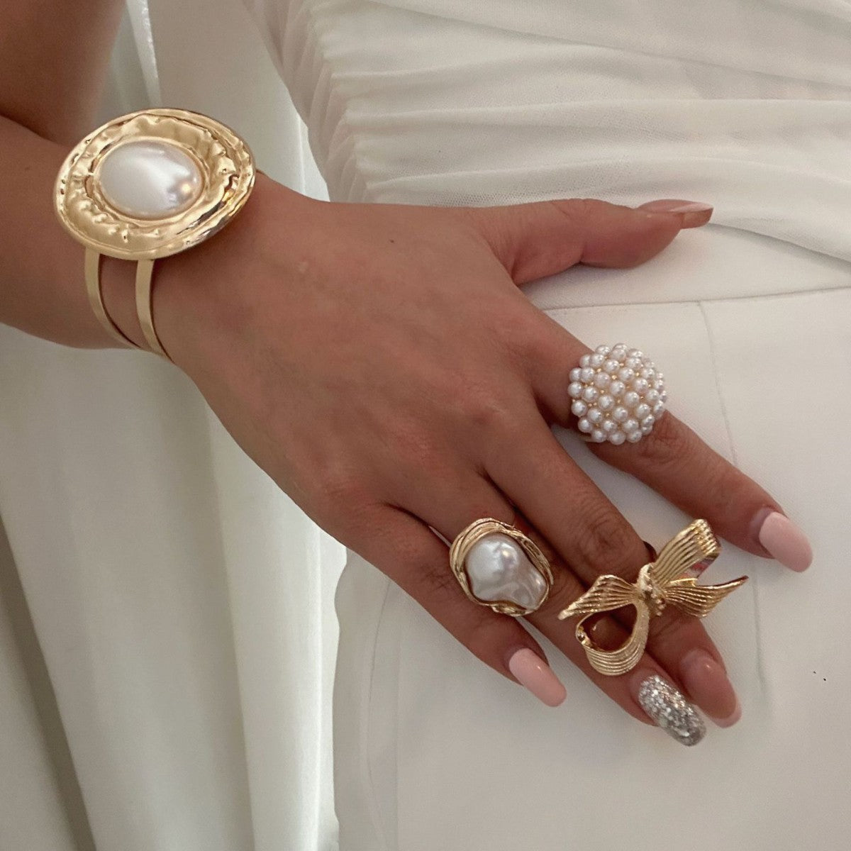 Fashion Geometric Bow Alloy Plated Open Ring for Women
