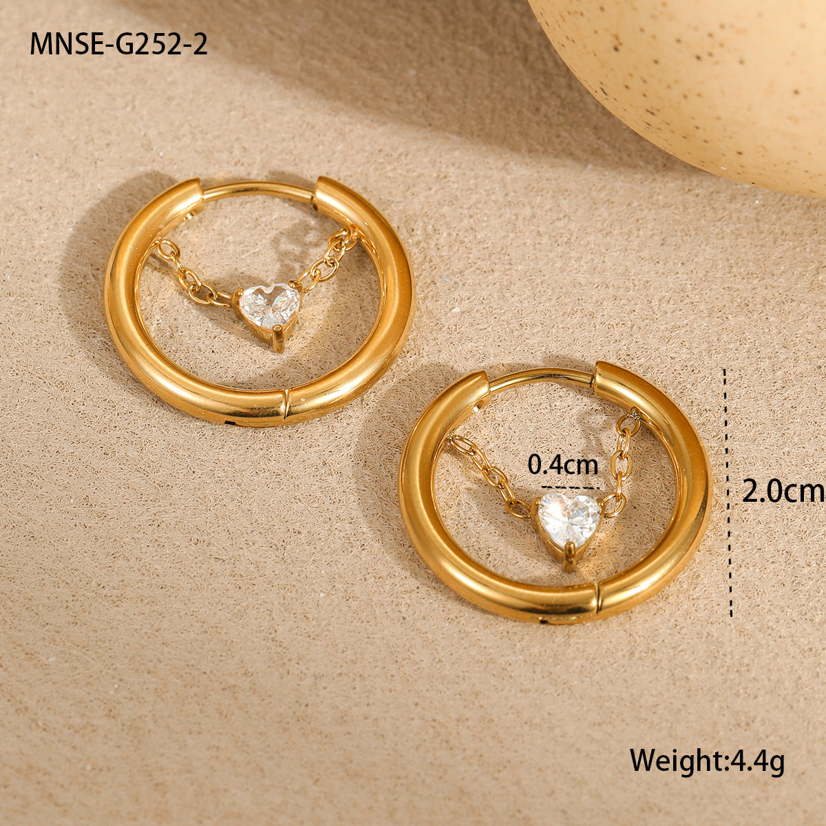 Orecchini alla Moda in Acciaio Inossidabile Geometrici con Placcatura in Oro 18K e Intarsio di Strass da Donna