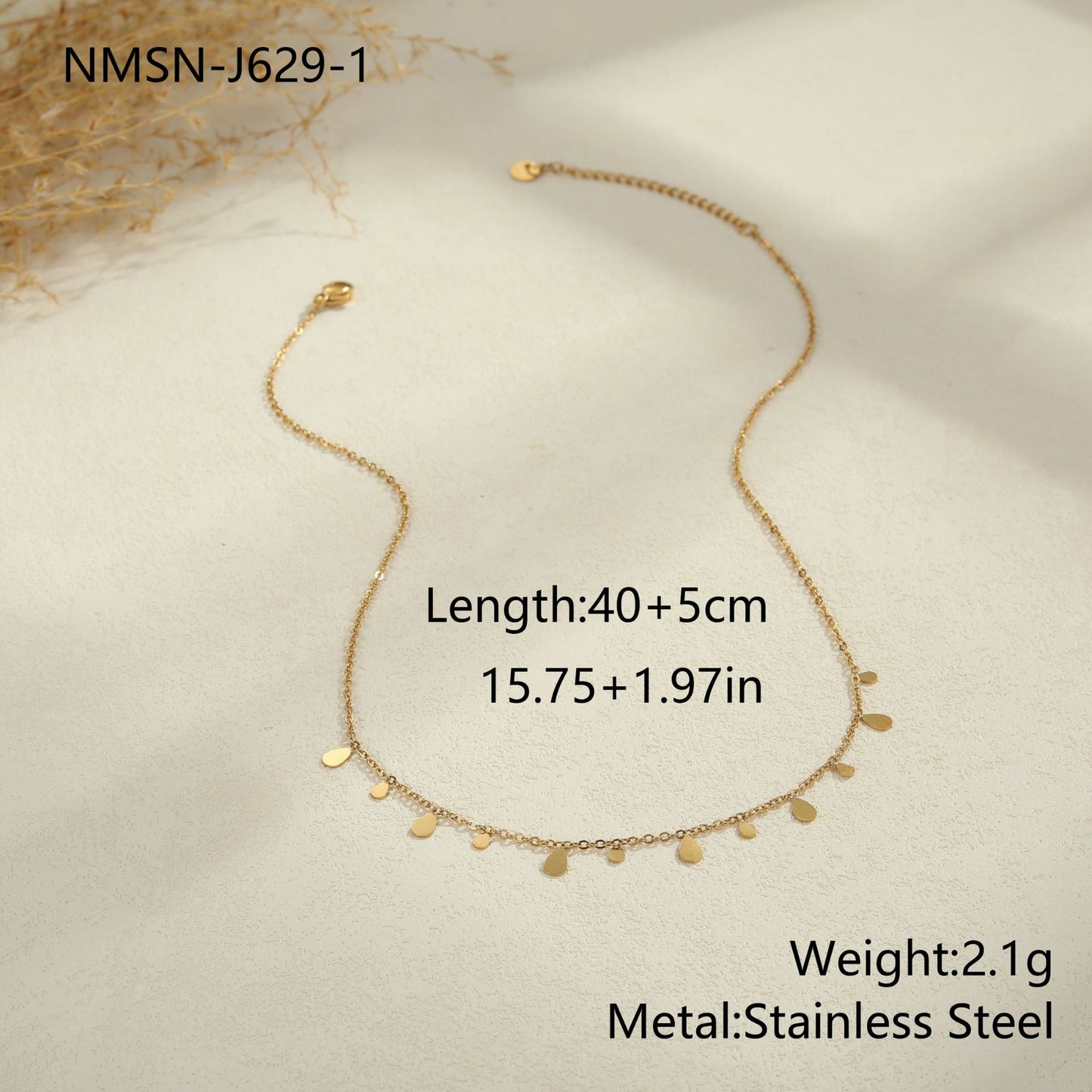 Collar Colgante de Acero Inoxidable Geométrico de Moda con Cadena en Y y Acabado Chapado para Mujer