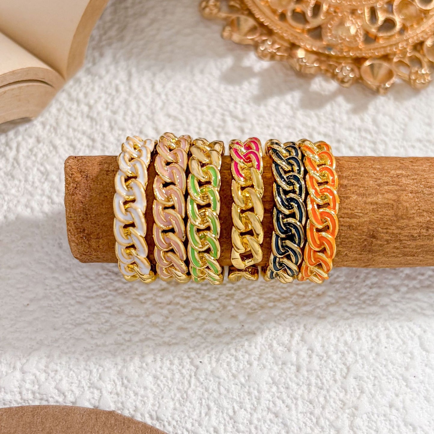 Minimalist Elegant Gold Plated Brass Rope Weave Heart Butterfly Bow Adjustable Ring for Women