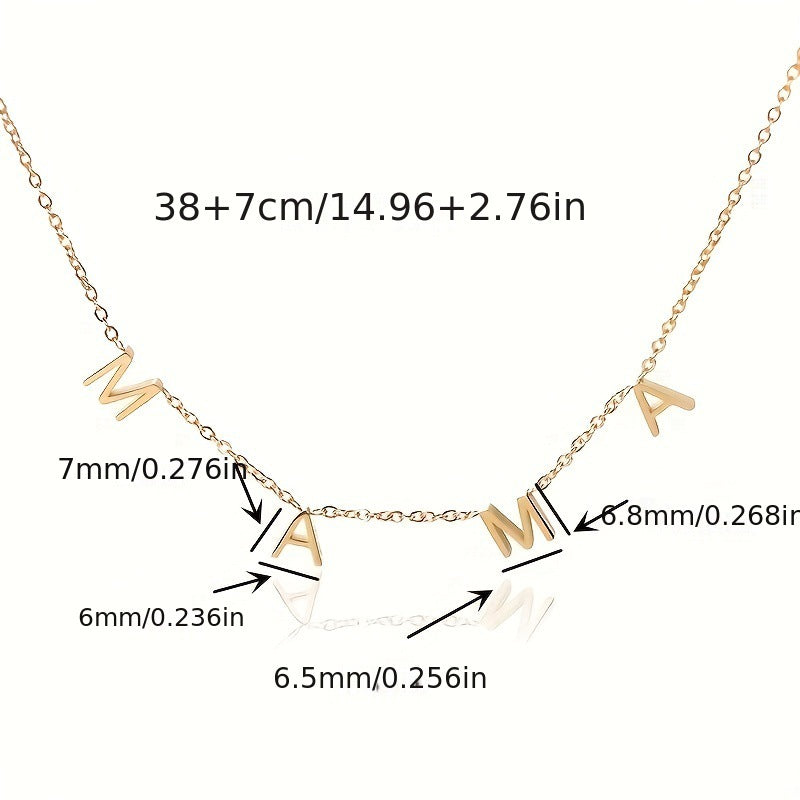 Collar Minimalista de Acero Inoxidable con Forma de Letra, Colgante de Acero de Titanio Pulido Ajustable para Regalo del Día de la Madre