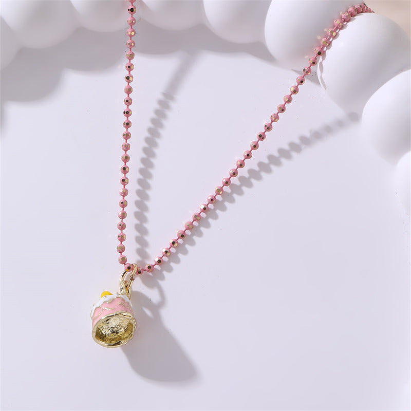 Cute Giraffe Pendant Necklace for Girls with Bowknot Design, Glass Bead Accents, Alloy Charm, Sweet Floral Pattern, Adjustable Length Chain