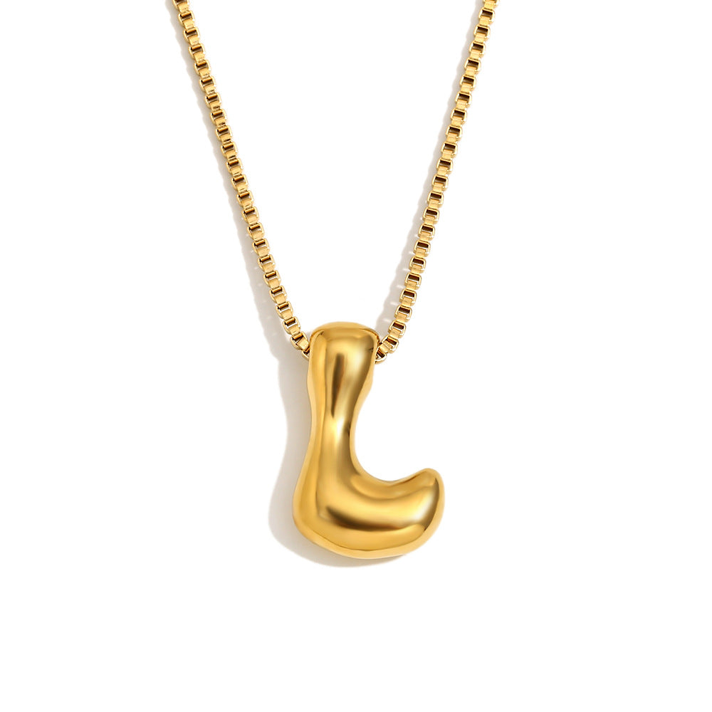 Minimalist Fashion Letter Necklace for Women Stainless Steel Pendant with 18K Gold Plating