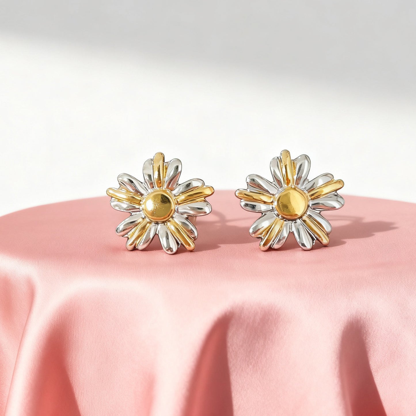 Elegant Floral Plated Stainless Steel Earrings for Women