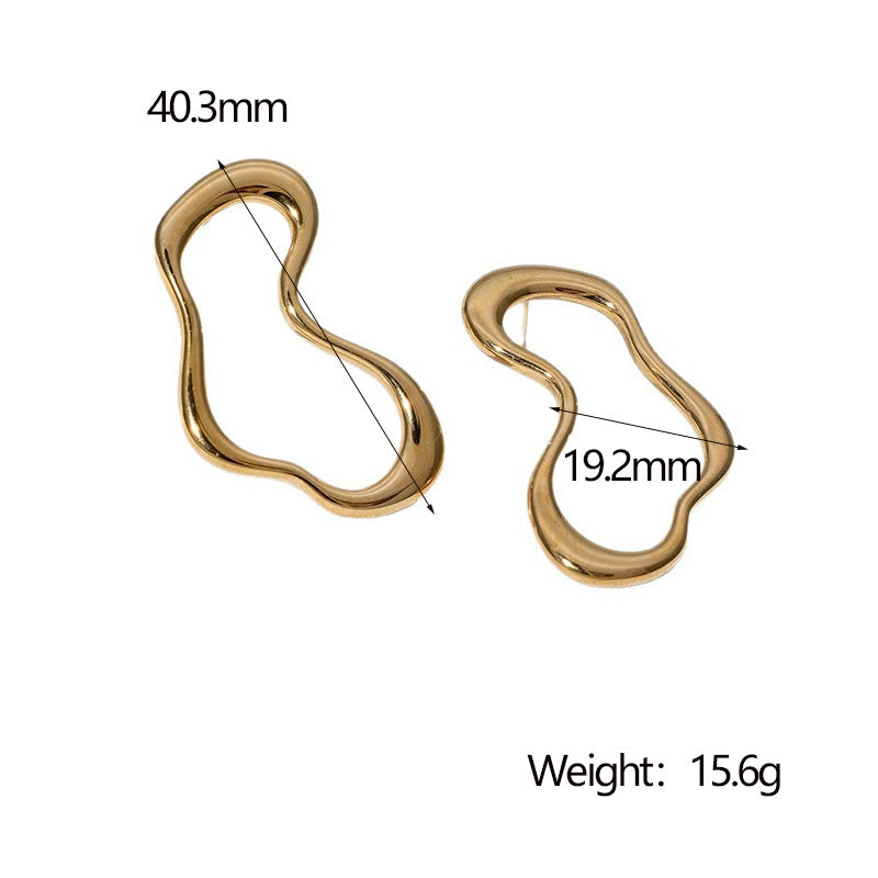 Minimalist Geometric Stainless Steel Earrings with 18K Gold Plating for Women