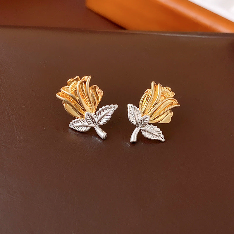 Chic Style Heart-Shaped Zirconia Stud Earrings in Copper with Electroplated Finish for Women