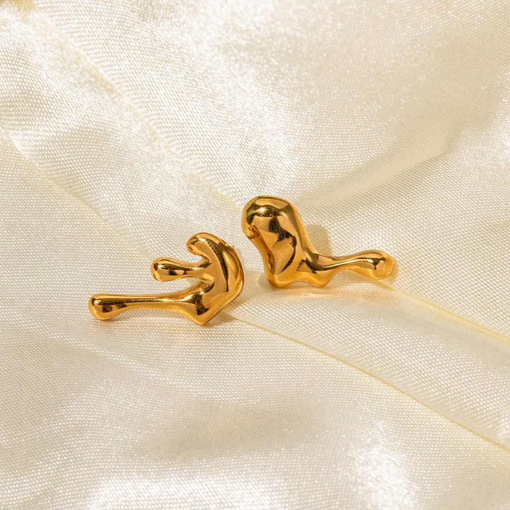 Trendy Geometric Irregular 18K Gold Plated Stainless Steel Earrings for Women