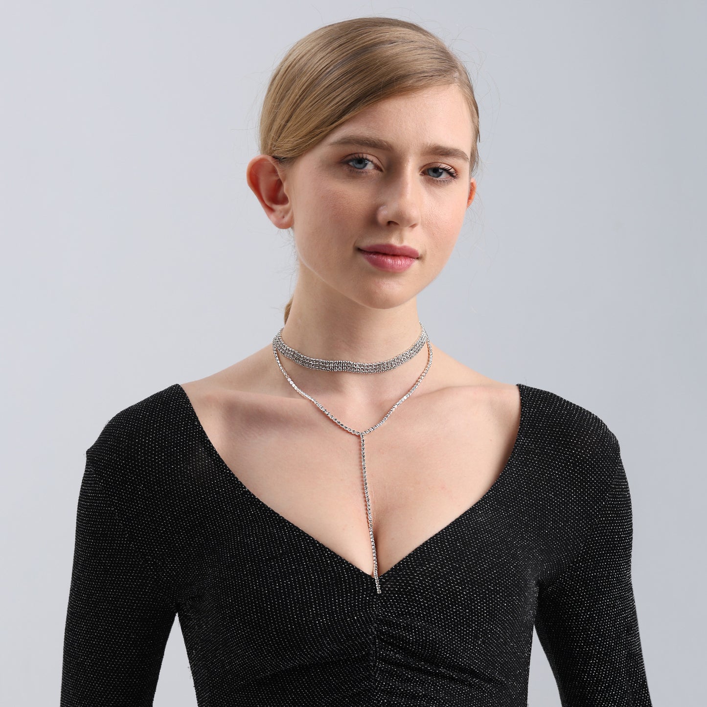 Geometric Style Long Layered Tassel Necklace for Women with Alloy Base and Electroplated Finish