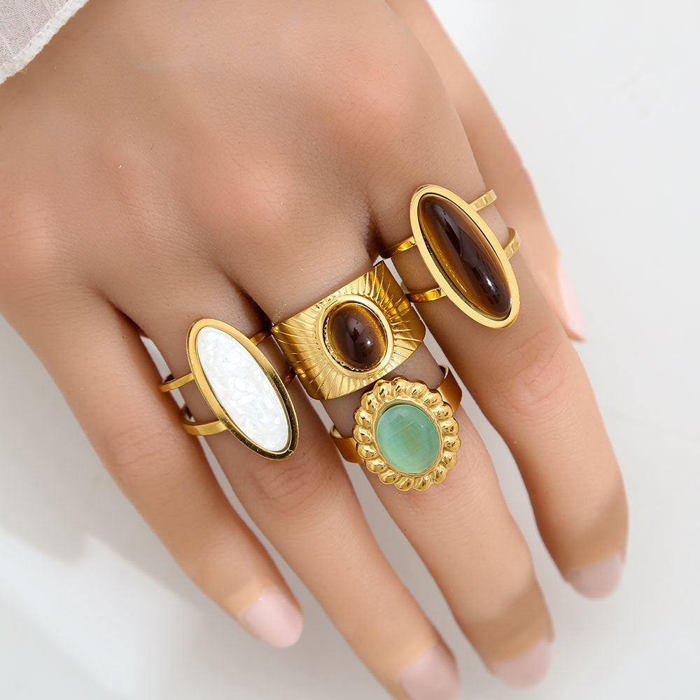 Anello Regolabile Minimalista Geometrico in Acciaio Inossidabile Placcato Oro per Uomo e Donna