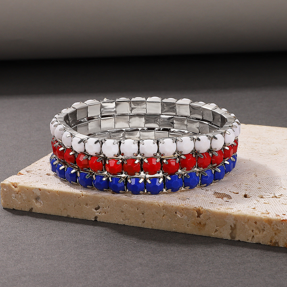 Bracciale Unisex in Lega Placcata a Cuore con Stella Bandiera Americana Gioielli Casual