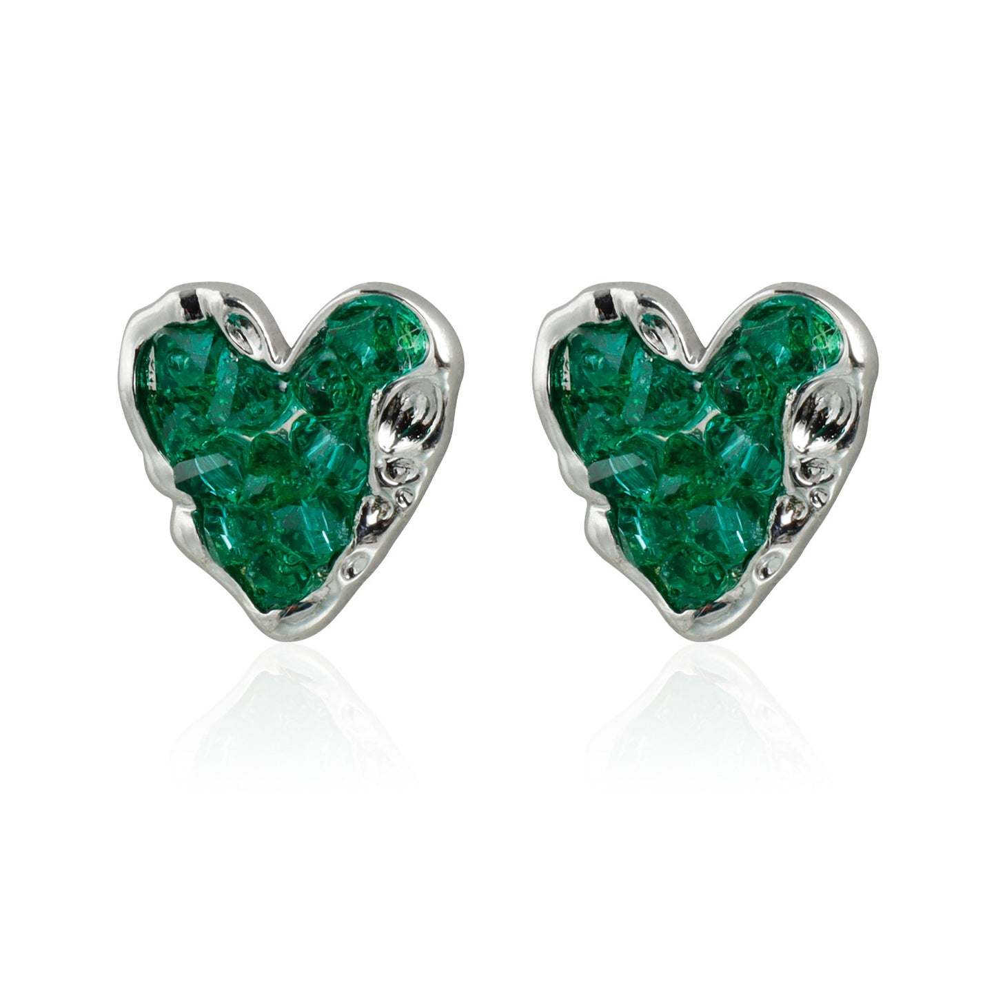 Vintage Geometric Heart-Shaped Zinc Alloy Earrings with Rhinestone Inlay and Plated Finish for Women