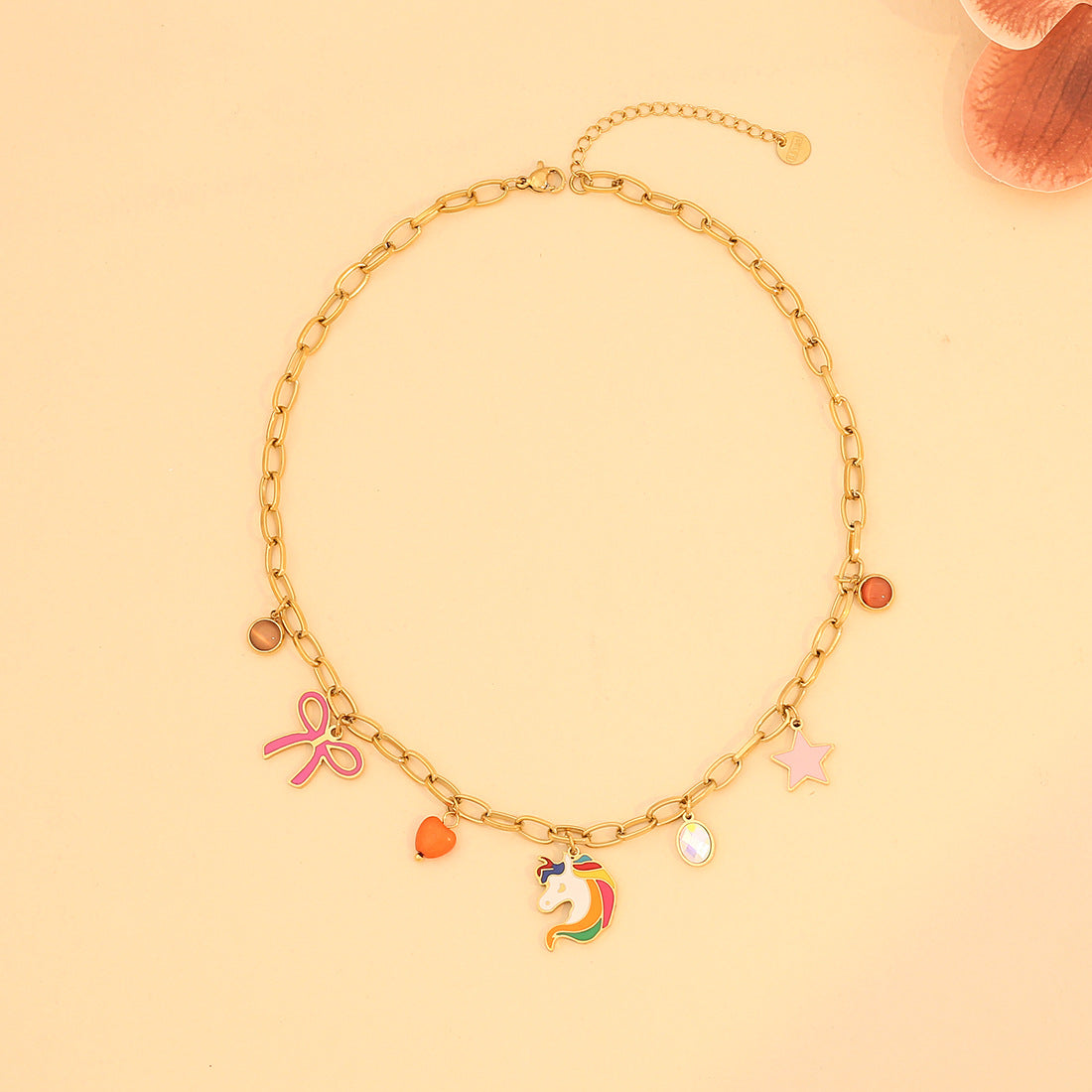 Collana Pendente a Cuore Arcobaleno alla Moda in Acciaio Inossidabile con Finitura Smaltata da Donna
