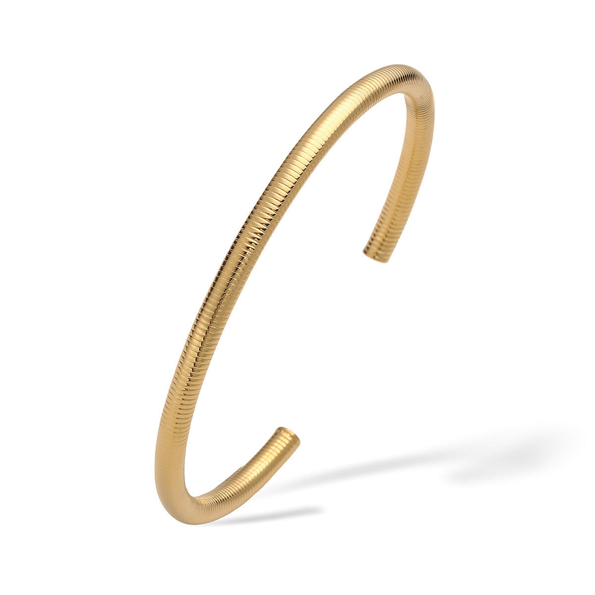 Bracciale Minimalista Vintage in Acciaio Inossidabile da Donna con Placcatura in Oro 18K, Forma Irregolare, Stile a Polsino Regolabile