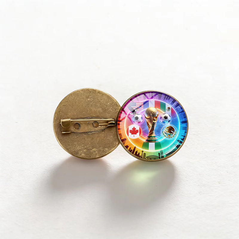 Vintage Bronze Plated Alloy Round Geometric Brooch Pin Unisex Fashion Accessory