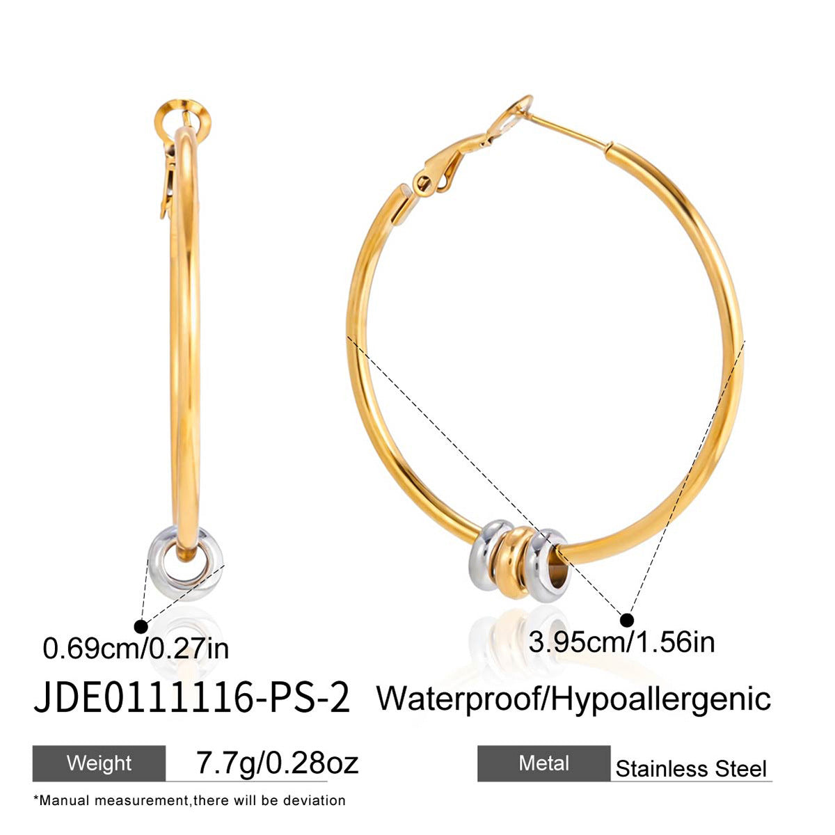 Elegant Round Geometric Stainless Steel Plated Cubic Zirconia Hoop Earrings for Women