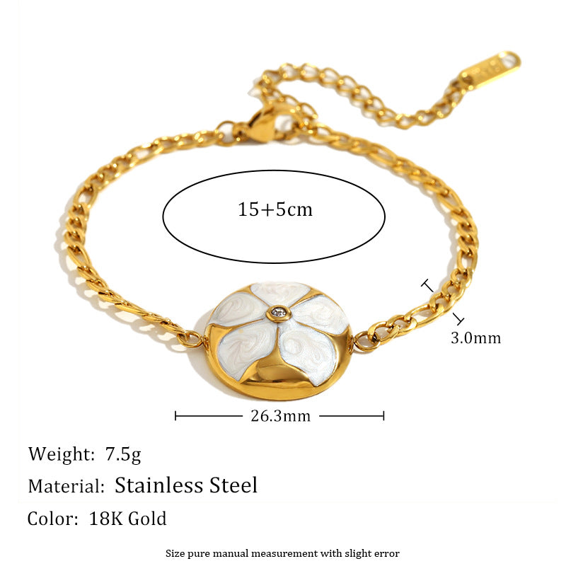 Conjunto de Collar con Colgante Floral de Moda con Cadena de Acero Inoxidable y Chapado en Oro de 18K para Mujer