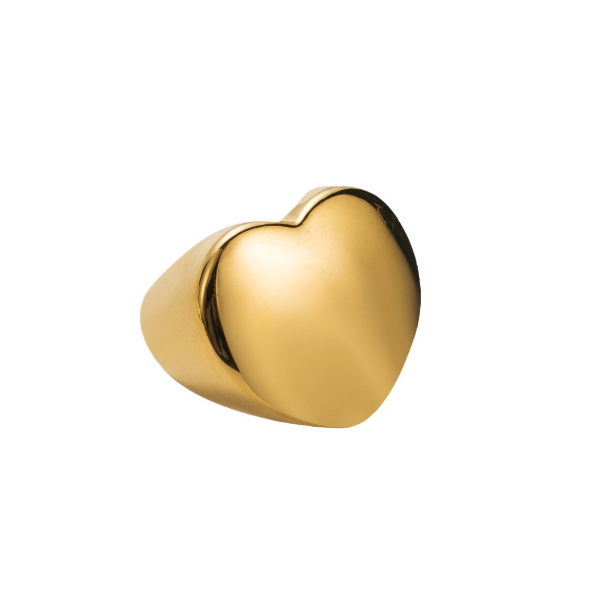 Sweet Cool Geometric Heart Wide Face 18K Gold Plated Stainless Steel Ring for Women