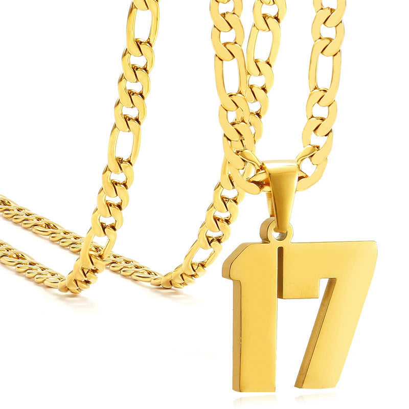 Minimalist Numeric Pendant Necklace for Men and Women Stainless Steel Chain with Polished Titanium Steel Charm