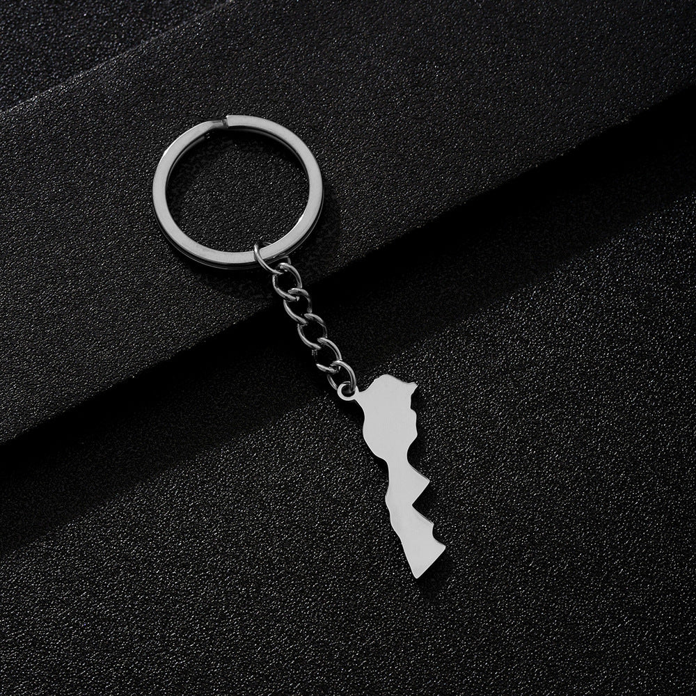 Llavero colgante marroquí de estilo étnico en acero inoxidable pulido para hombres y mujeres