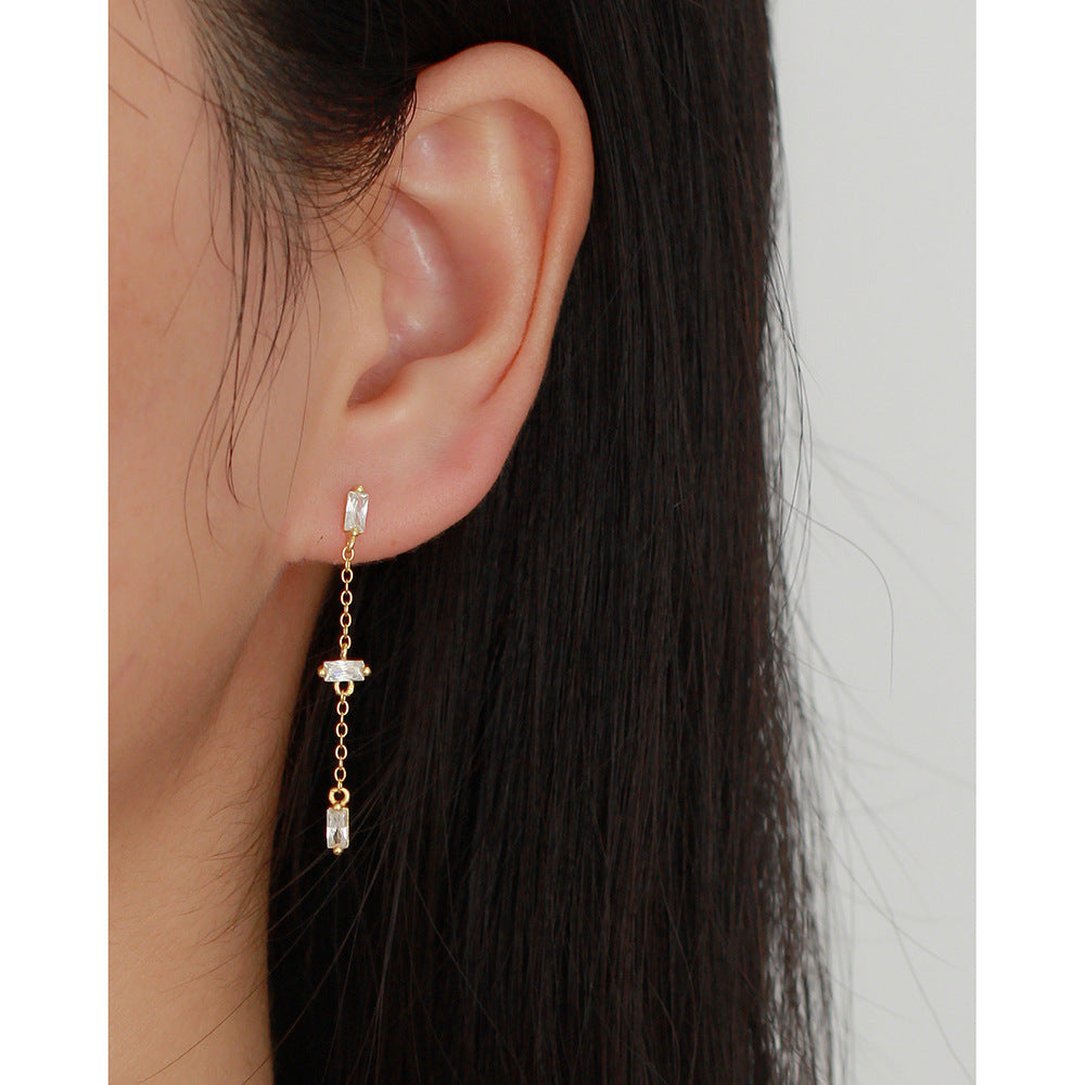 Orecchini Pendenti da Donna Chic con Geometrie in Argento Sterling S925 e Zirconi
