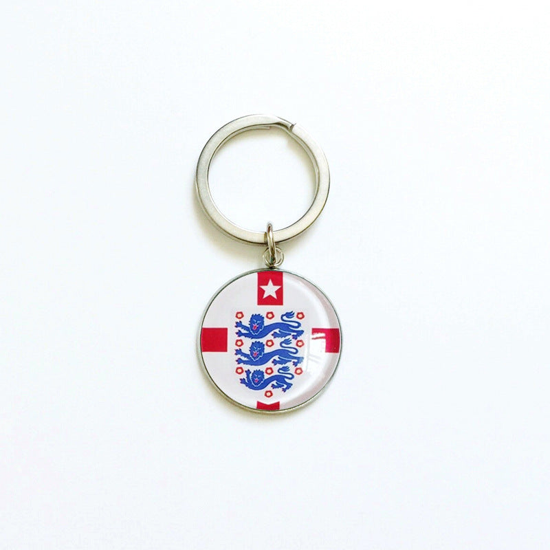 Sporty Round Stainless Steel Keychain National Football Team Souvenir Gift