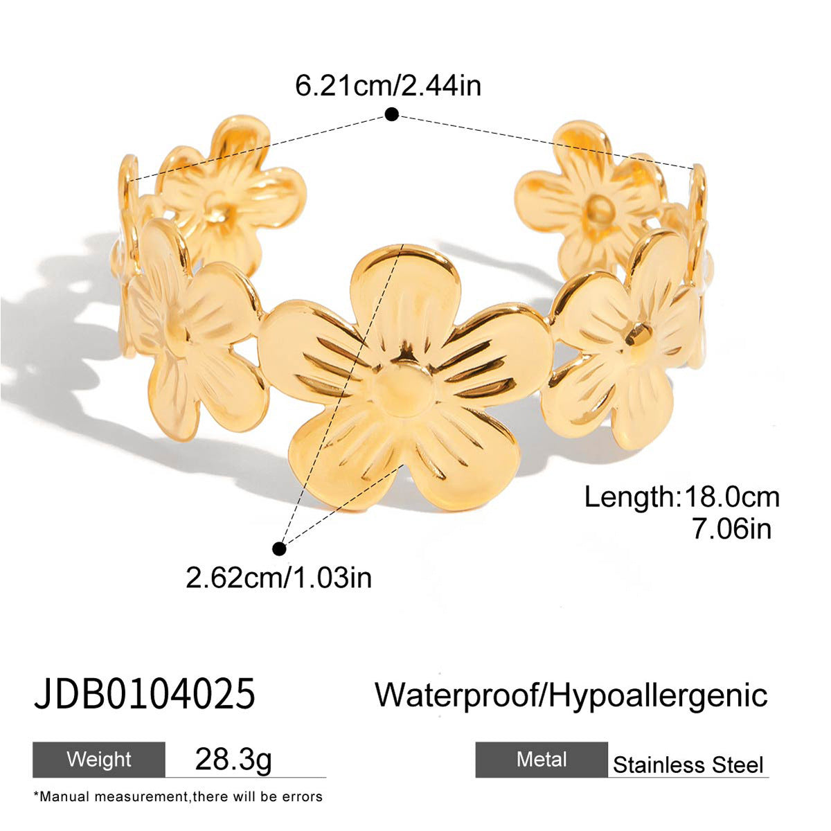 Elegant 18K Gold Plated Geometric Hollow Titanium Steel Bracelet for Women