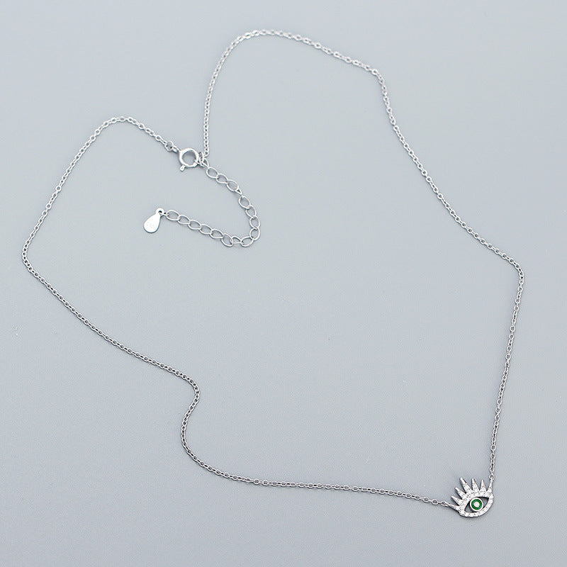 Deliziosa Collana con Ciondolo Occhio di Allah in Argento Sterling 925 Placcato e Zirconia Cubica, Stile Minimalista