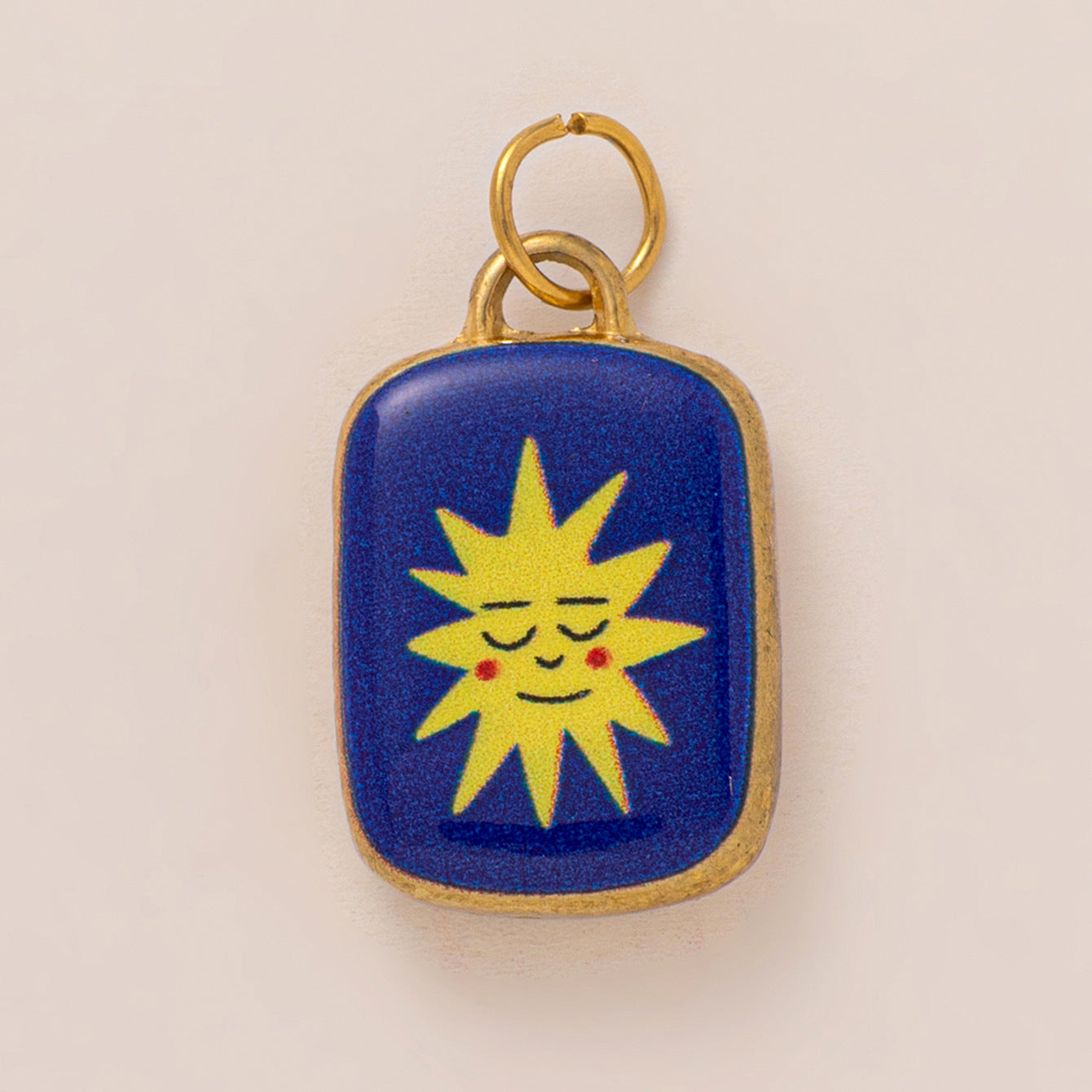 18K Gold Plated Square Cartoon Stainless Steel Pendant Charm Bar on Titanium Steel Cable Chain