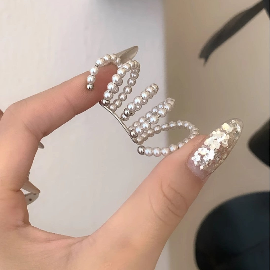 Orecchini a clip con perle geometriche stile vintage francese eleganti per donna, lussuosi e minimalisti a lobo con polsino