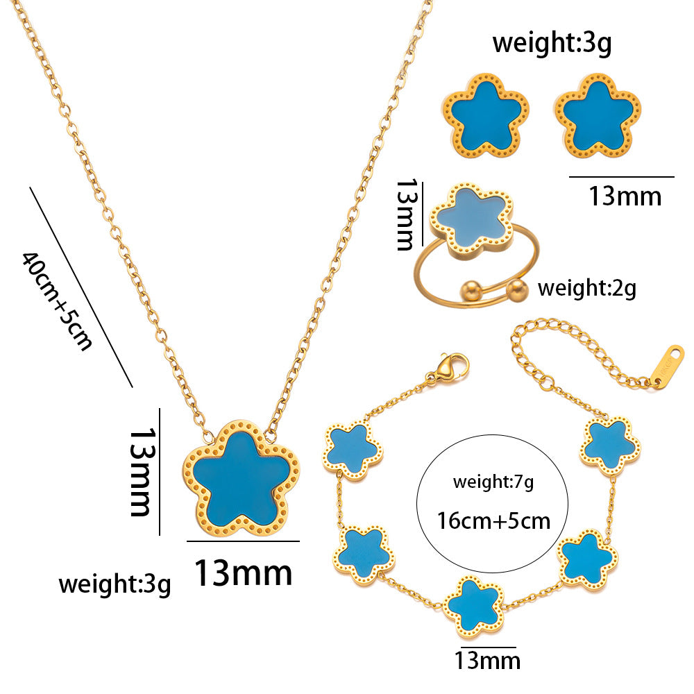 Collana in Acciaio al Titanio con Design a Petalo Floreale Geometrico Minimalista da Donna, Gioielli Leggeri di Lusso