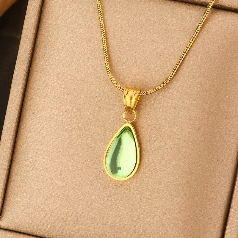Minimalist Luxury Titanium Steel Plated Geometric Heart Teardrop Letter Animal Cartoon Star Pendant Necklace for Women