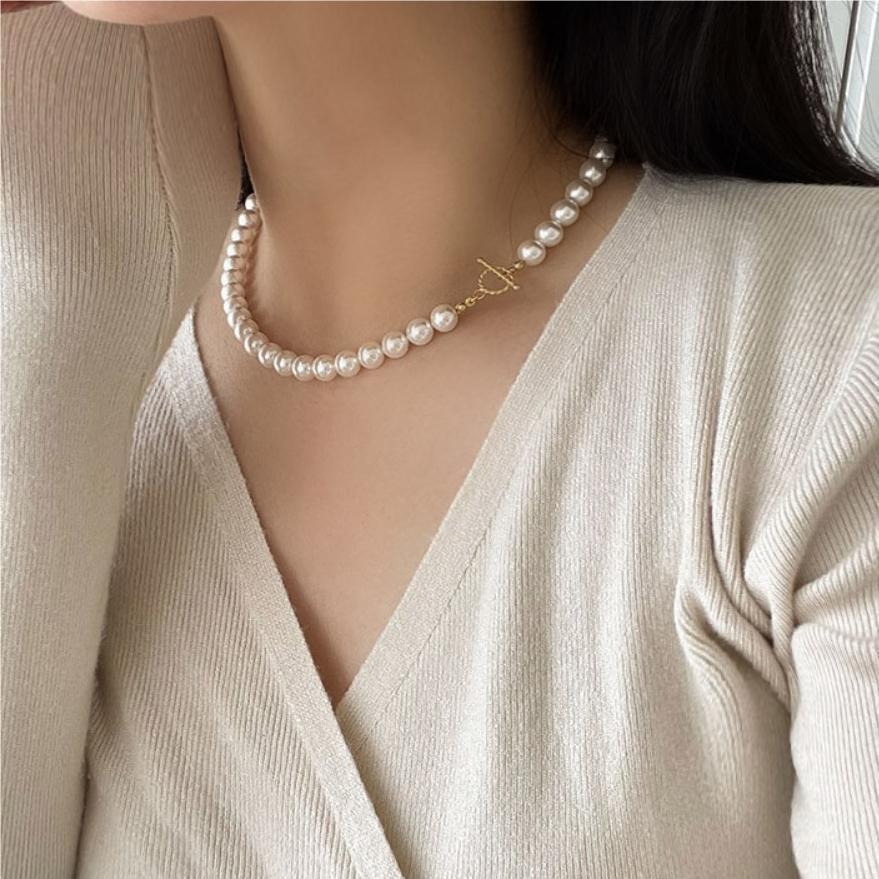 Minimalist Star-Shaped 925 Sterling Silver Pearl Necklace with Plated Finish for Women