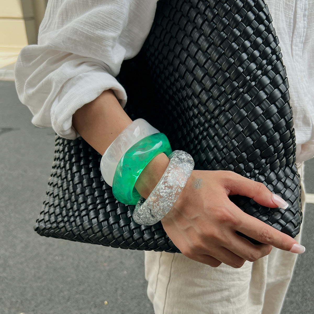 Geometric Resin Bangle Bracelet