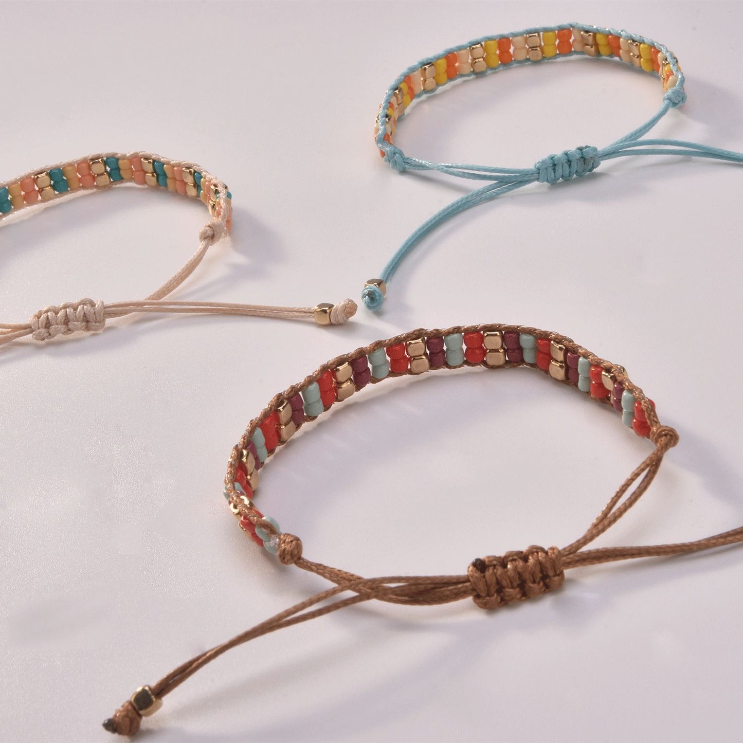 Geometric Style Adjustable Beaded Bracelet for Women with Metal Beads Fashion Jewelry