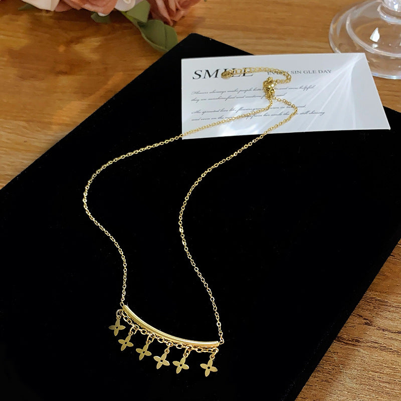 Sporty Casual Gold Plated Titanium Steel Necklace Unisex