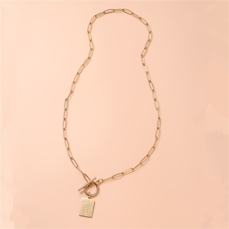 Minimalist Geometric Stainless Steel Pendant Necklace with Star and Moon Motifs, Electroplated Titanium Steel Charm, Everyday Wear Layering Chain for Women